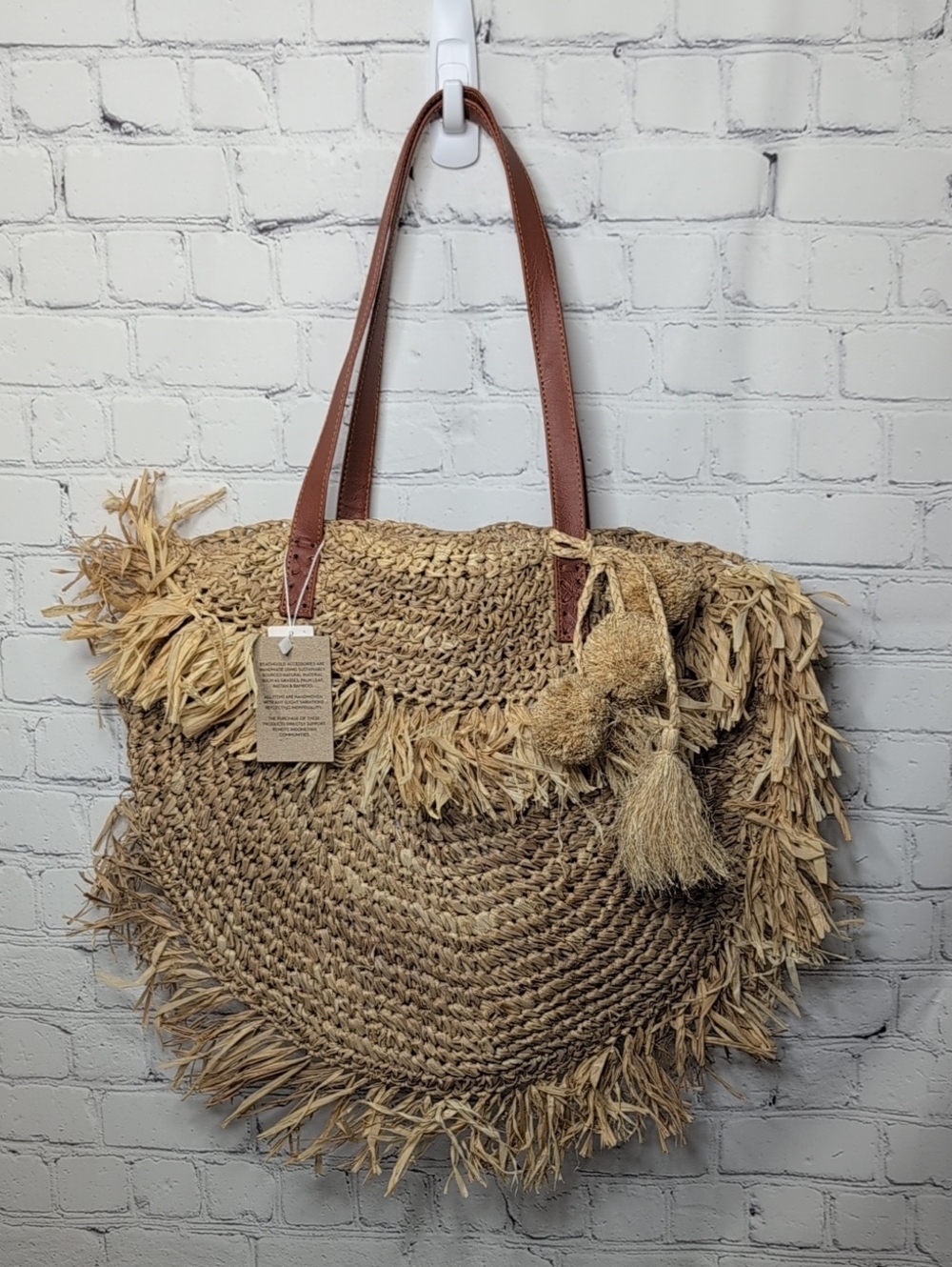 New Anthropologie Palm Springs Foldover Circle Tote Bag